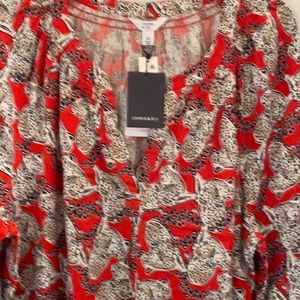 Peasant Top Orange leopard